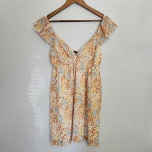 Hesperus Orange Floral Mini Dress Size L